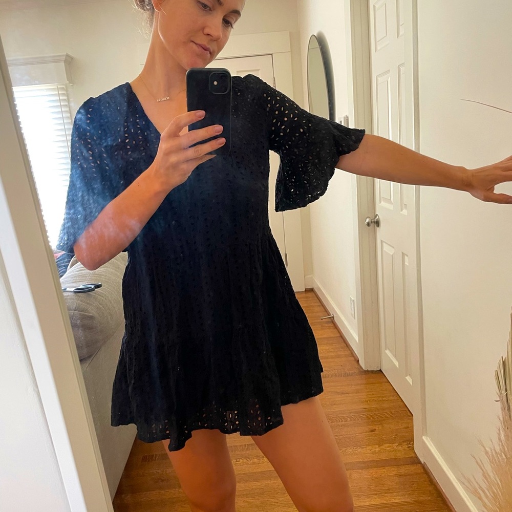Never Worn Black Flare Sleeve Mini Dress- Medium